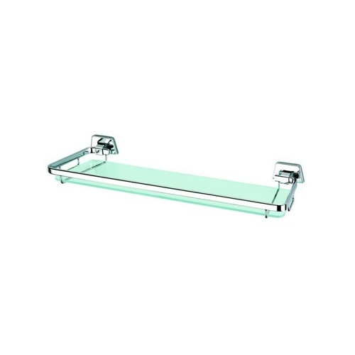 Bathroom Shelf, Geesa 7191-50, 20 Inch Clear Glass Bathroom Shelf Holder with Chrome 7191-50