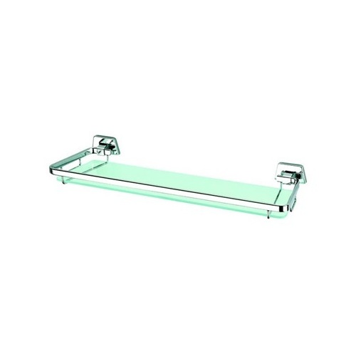 Bathroom Shelf, Geesa 7248-35, 14 Inch Clear Glass Bathroom Shelf Holder with Chrome 7248-35