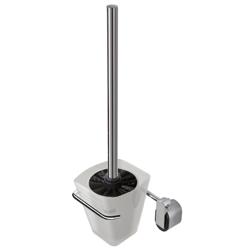 Toilet Brush, Geesa 8511-06, Wall Mounted Glass Toilet Brush Holder with Chrome Mounting 8511-06