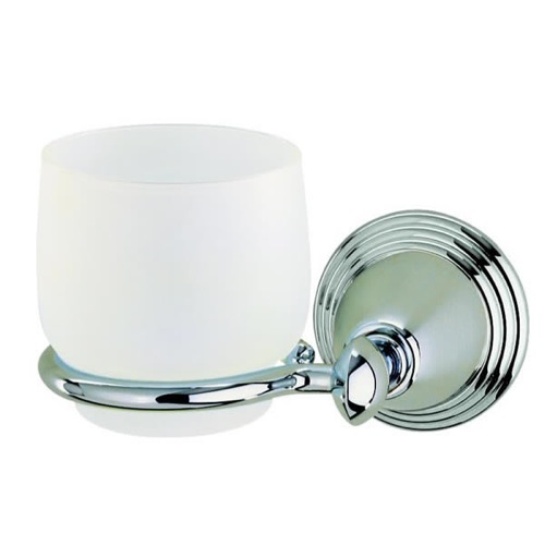 Toothbrush Holder, Geesa 9002-02, Wall Mounted Frosted Glass Tumbler With Chrome Holder 9002-02