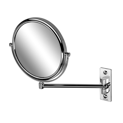 Makeup Mirror, Geesa 1085, Chrome Round Wall Mounted Double Face 3x Magnifying Mirror 1085
