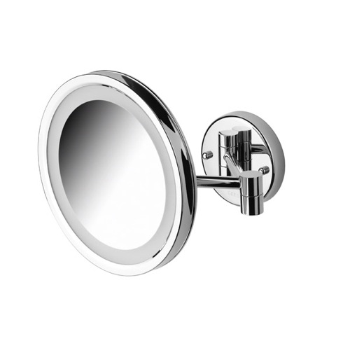 Makeup Mirror, Geesa 1093, Wall Mounted Chrome Round LED 3x Magnifying Mirror 1093