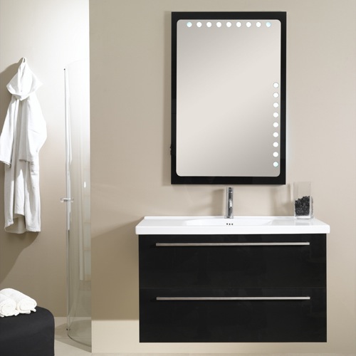 Bathroom Vanity, Iotti FL7, Unique Vanity Set with Vertical Backlight Mirror and Fitted Ceramic Sink FL7