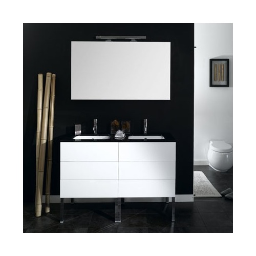 Bathroom Vanity, Iotti NT1, Decoartive Vanity Set with Black Glass Top, 2 Washbasins and 2 Mirrors NT1