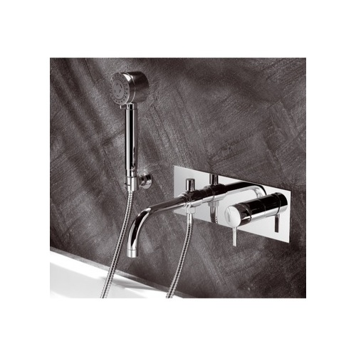 Tub Filler, Ponsi 53 CR, Concealed Bath-Shower Mixer With Hose, 4-Function Handshower, and Bracket 53 CR