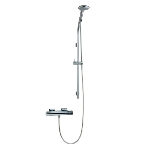Hand-Held Shower, Ramon Soler US-2695J, Wall Mounted Brass Thermostatic Shower Mixer With Shower Set and Sliding Rail In Chrome Finish US-2695J