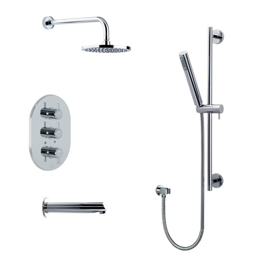 Shower Set, Ramon Soler US-3345D, 5 Piece Shower Set with Mixer, Rough, Tub Set, Shower Head, and Tub Spout US-3345D