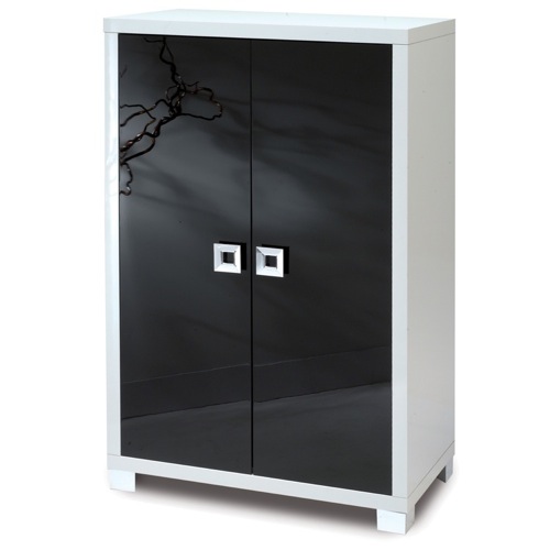 Cabinet, Sarmog 570, Stylish Glossy White Cabinet with 2 Doors 570