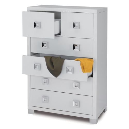 Cabinet, Sarmog 572, Modern Glossy White 6 Drawer Cabinet 572