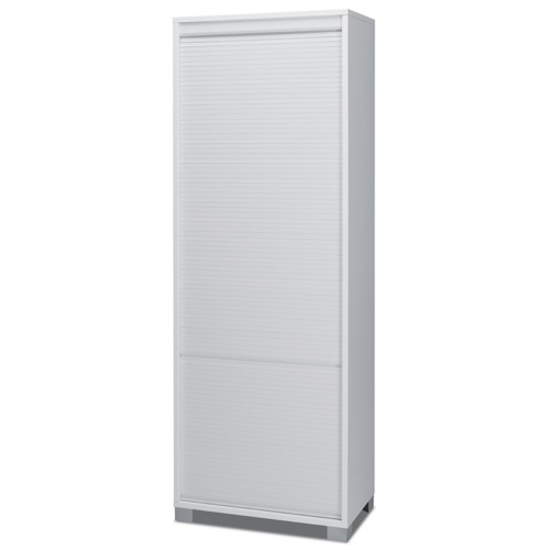 Cabinet, Sarmog 7054, Contemporary White Wood High Cabinet with Rolling Shutter 7054