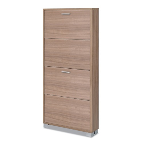 Shoe Rack, Sarmog 754WA, Natural Oak Shoe Rack With 4 Folding Single-Depth Doors 754WA