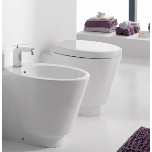 Toilet, Scarabeo 2008, Contemporary Round White Ceramic Floor Toilet 2008