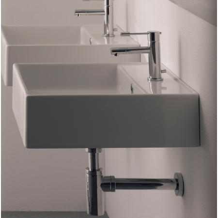 Bathroom Sink, Scarabeo 8031/R-40, Square White Ceramic Wall Mounted or Vessel Sink 8031/R-40
