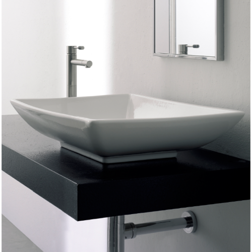 Bathroom Sink, Scarabeo 8046, Rectangular White Ceramic Vessel Sink 8046
