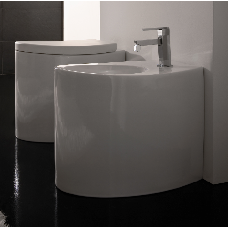 Toilet, Scarabeo 8210, Round White Ceramic Floor Toilet 8210