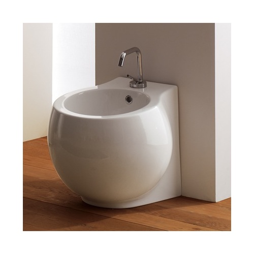 Bidet, Scarabeo 8106/A, Round Contemporary Floor Mounted Bidet 8106/A