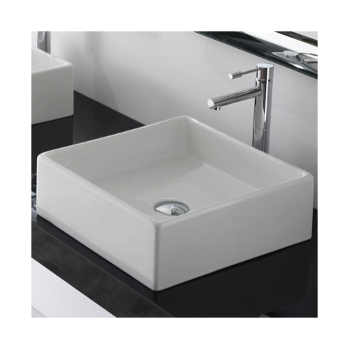 Bathroom Sink, Scarabeo 8031/40, Square White Ceramic Vessel Sink 8031/40