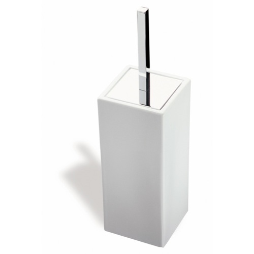 Toilet Brush, StilHaus 633, Square White Ceramic Toilet Brush Holder 633