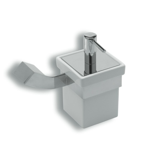 Soap Dispenser, StilHaus FL30, Wall Mounted White Ceramic Soap Dispenser With Brass Mounting FL30