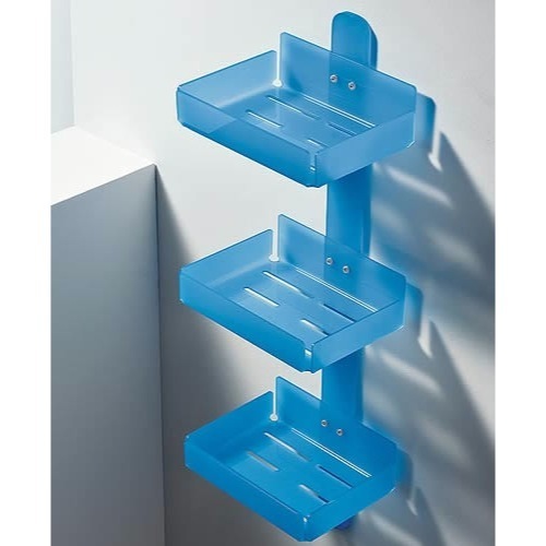 Shower Basket, Toscanaluce 1223, Rectangular Plexiglass Triple Tier Shower Soap Holder 1223