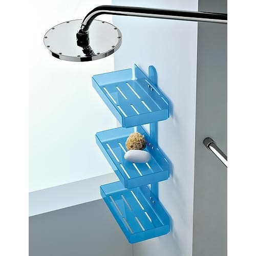 Shower Basket, Toscanaluce 1233, Rectangular Plexiglass Triple Tier Shower Soap Holder 1233
