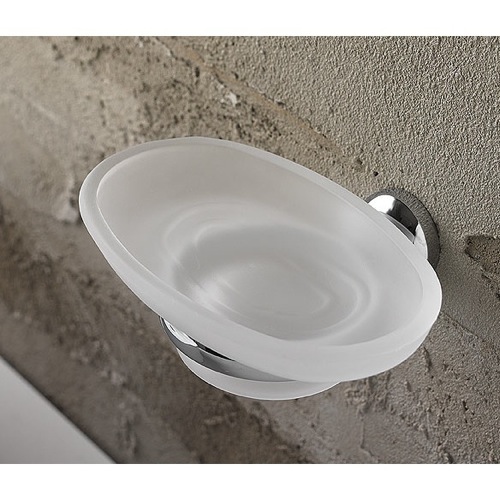 Soap Dish, Toscanaluce 1501, Wall Mounted Oval Frosted Glass Soap Dish 1501
