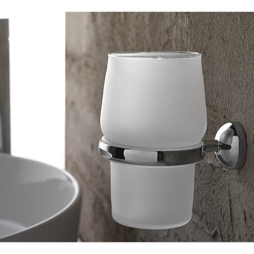 Toothbrush Holder, Toscanaluce 1502, Wall Mounted Round Frosted Glass Toothbrush Holder 1502
