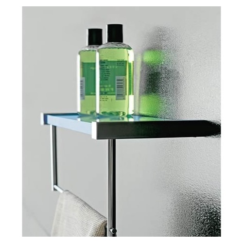 Bathroom Shelf, Toscanaluce 4538, Plexiglass Square 14 Inch Bathroom Shelf with Towel Bar 4538