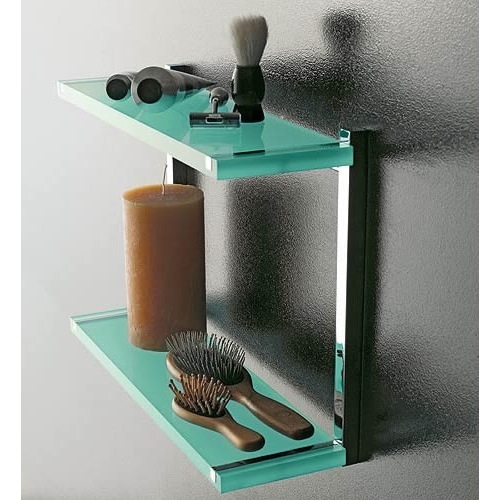 Bathroom Shelf, Toscanaluce 4542, Square Plexiglass Double Bathroom Shelf 4542