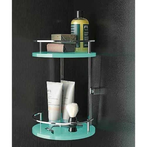 Shower Basket, Toscanaluce 4583, Round Plexiglass And Brass Double Corner Shower Basket 4583