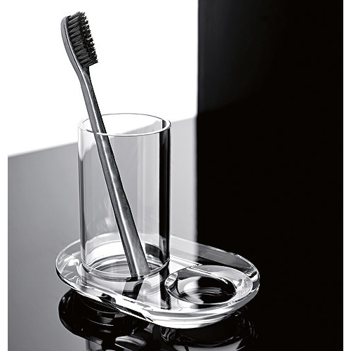 Toothbrush Holder, Toscanaluce 522, Round Plexiglass Tumbler with Wide Base 522