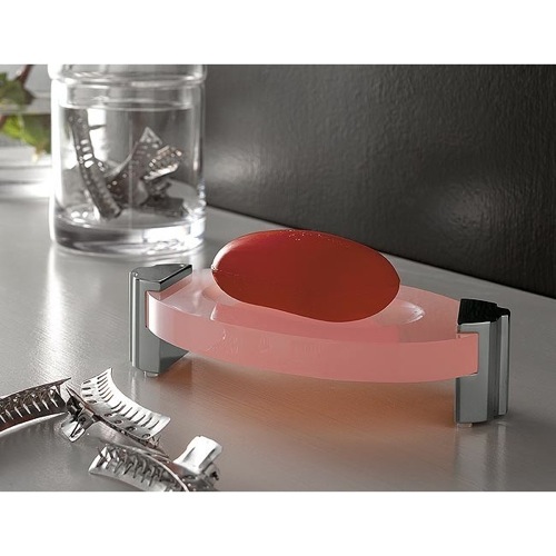 Soap Dish, Toscanaluce 5561, Round Plexiglass Soap Dish with Chrome 5561