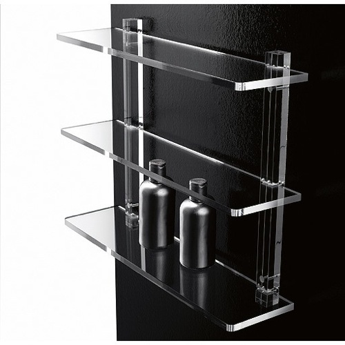 Bathroom Shelf, Toscanaluce 601/40, 16 Inch Triple Tier Plexiglass Bathroom Shelf 601/40