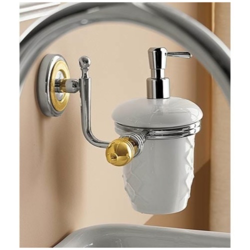 Soap Dispenser, Toscanaluce 6523, Wall Mounted Classic-Style Round Ceramic Soap Dispenser 6523