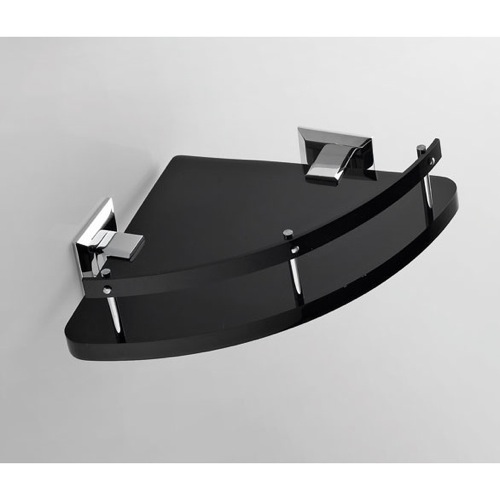 Bathroom Shelf, Toscanaluce G231, Triangular Plexiglass Corner Bathroom Shelf with Chrome Mounts G231