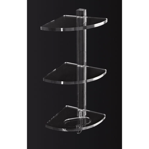 Bathroom Shelf, Toscanaluce L006/TR, Plexiglass Triple Corner Bathroom Shelf with Hook L006/TR