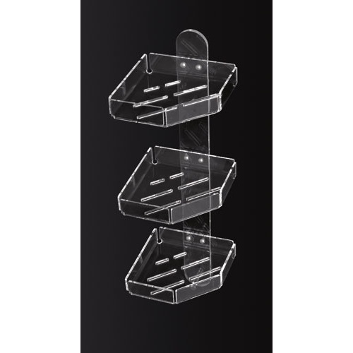 Shower Basket, Toscanaluce L213/C/TR, Plexiglass Triple Shower Corner Basket L213/C/TR