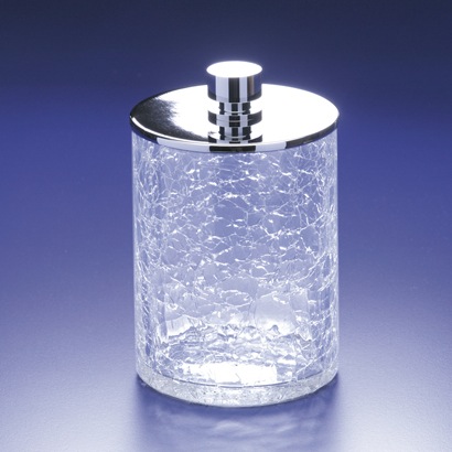 Bathroom Jar, Windisch 88126, Crackled Crystal Glass Cotton Ball Jar 88126