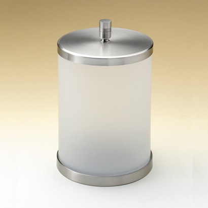 Waste Basket, Windisch 89104M, Round Frosted Glass Bathroom Waste Bin 89104M
