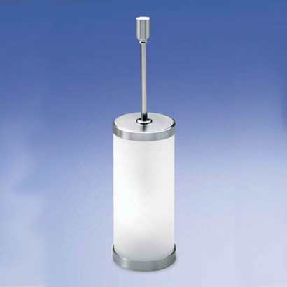 Toilet Brush, Windisch 89118M, Frosted Crystal Glass Toilet Brush Holder with Brass Handle 89118M