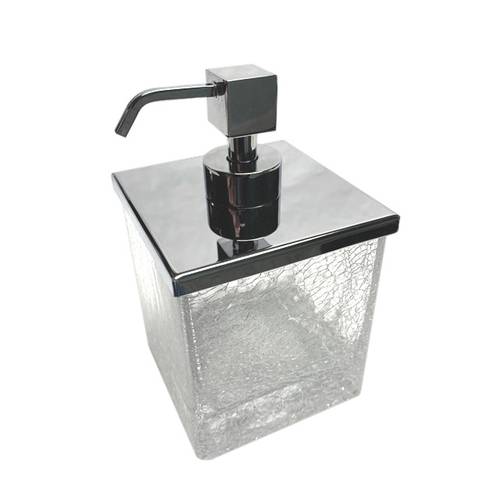 Soap Dispenser, Windisch 90412, Squared Crackled Crystal Glass Soap Dispenser 90412