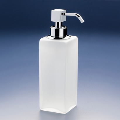 Soap Dispenser, Windisch 90412M, Squared Tall Frosted Crystal Glass Soap Dispenser 90412M