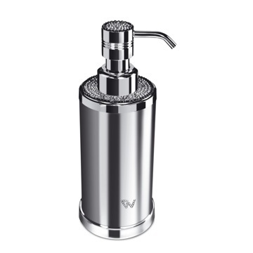 Soap Dispenser, Windisch 90505, Round Chrome or Gold Soap Dispenser with Swarovski Crystals on Top 90505