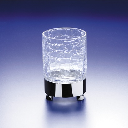 Toothbrush Holder, Windisch 94118, Round Crackled Crystal Glass Tumbler 94118