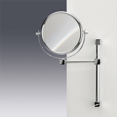 Makeup Mirror, Windisch 991402, Wall Mounted Double Face 3x, 5x, or 7x Brass Magnifying Mirror 991402
