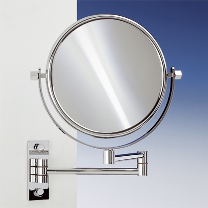 Makeup Mirror, Windisch 99145, Brass Wall Mounted Extendable Double Face 3x, 5x, 5op, or 7xop Magnifying Mirror 99145