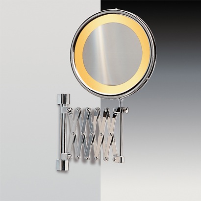 Makeup Mirror, Windisch 99158D, Wall Mounted Lighted 3x Brass Magnifying Mirror With Chrome and Gold Finish 99158D