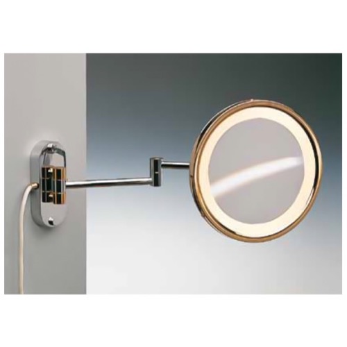 Makeup Mirror, Windisch 99250/D, Wall Mounted Brass LED Direct Wire Warm Light Mirror With 3x, 5x Magnification 99250/D