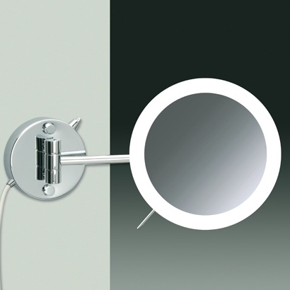 Makeup Mirror, Windisch 99850/1/D, Round Wall Mounted Lighted Hardwired Chrome or Gold 3x Magnifying Mirror 99850/1/D