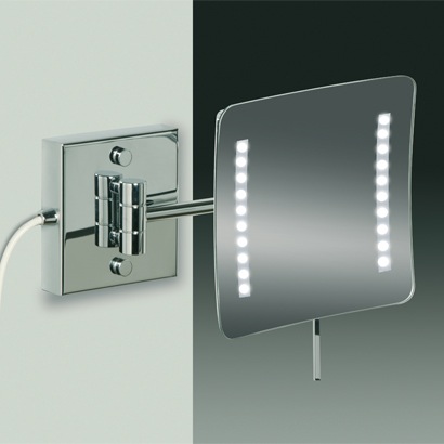 Makeup Mirror, Windisch 99857/1/D, Square Wall Mounted LED Chrome or Gold 3x Magnifying Mirror 99857/1/D